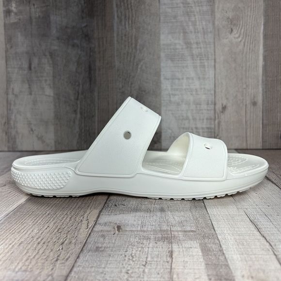 Crocs Women's Classic Slide Sandal Comfort Two Strap Slip On White Size 9 - Picture 7 of 13